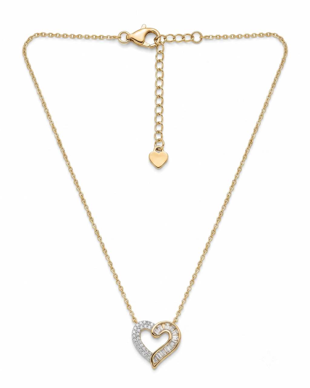 Amara Duet Heart Baguette Pendant Necklace