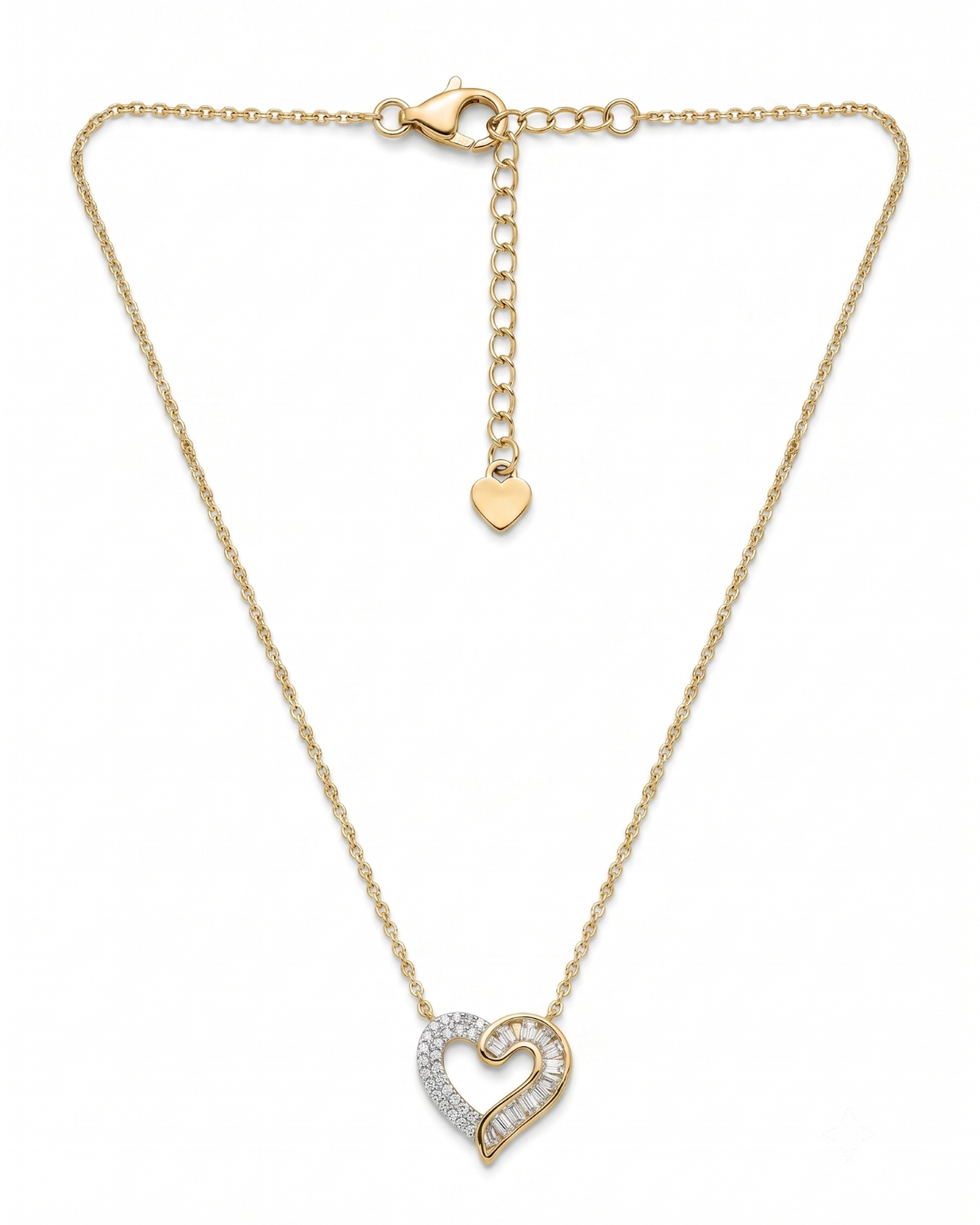 Amara Duet Heart Baguette Pendant Necklace