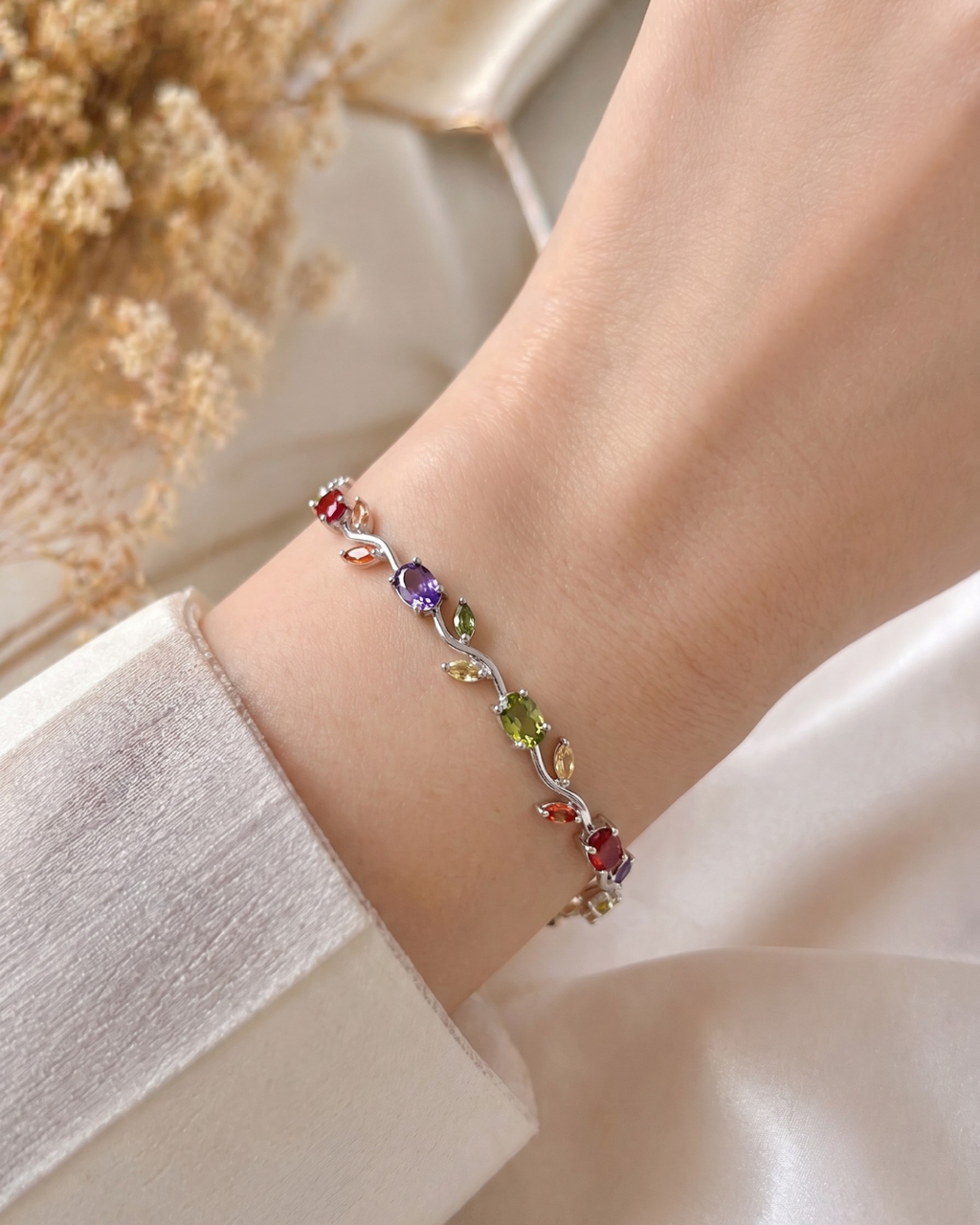 Multicolor Tulip Gemstone Bracelet