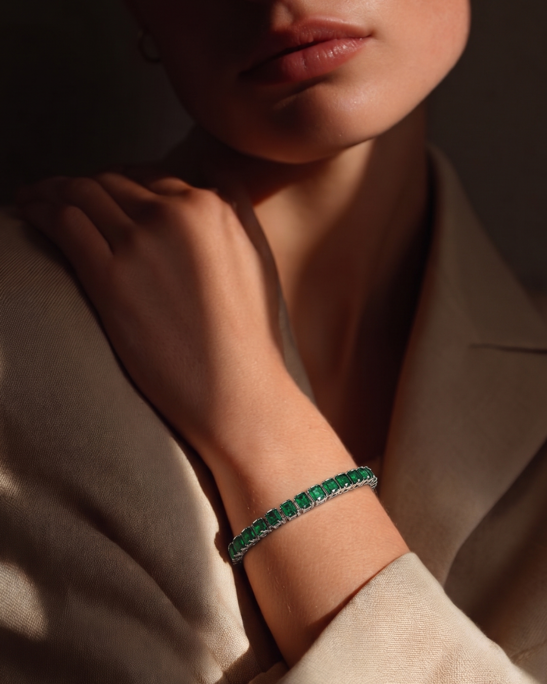 Korean Emerald Square Tennis Bracelet