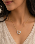 Amara Duet Heart Baguette Pendant Necklace