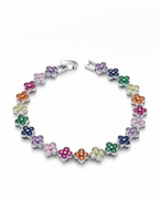Korean Flora Rainbow Clover Tennis Bracelet