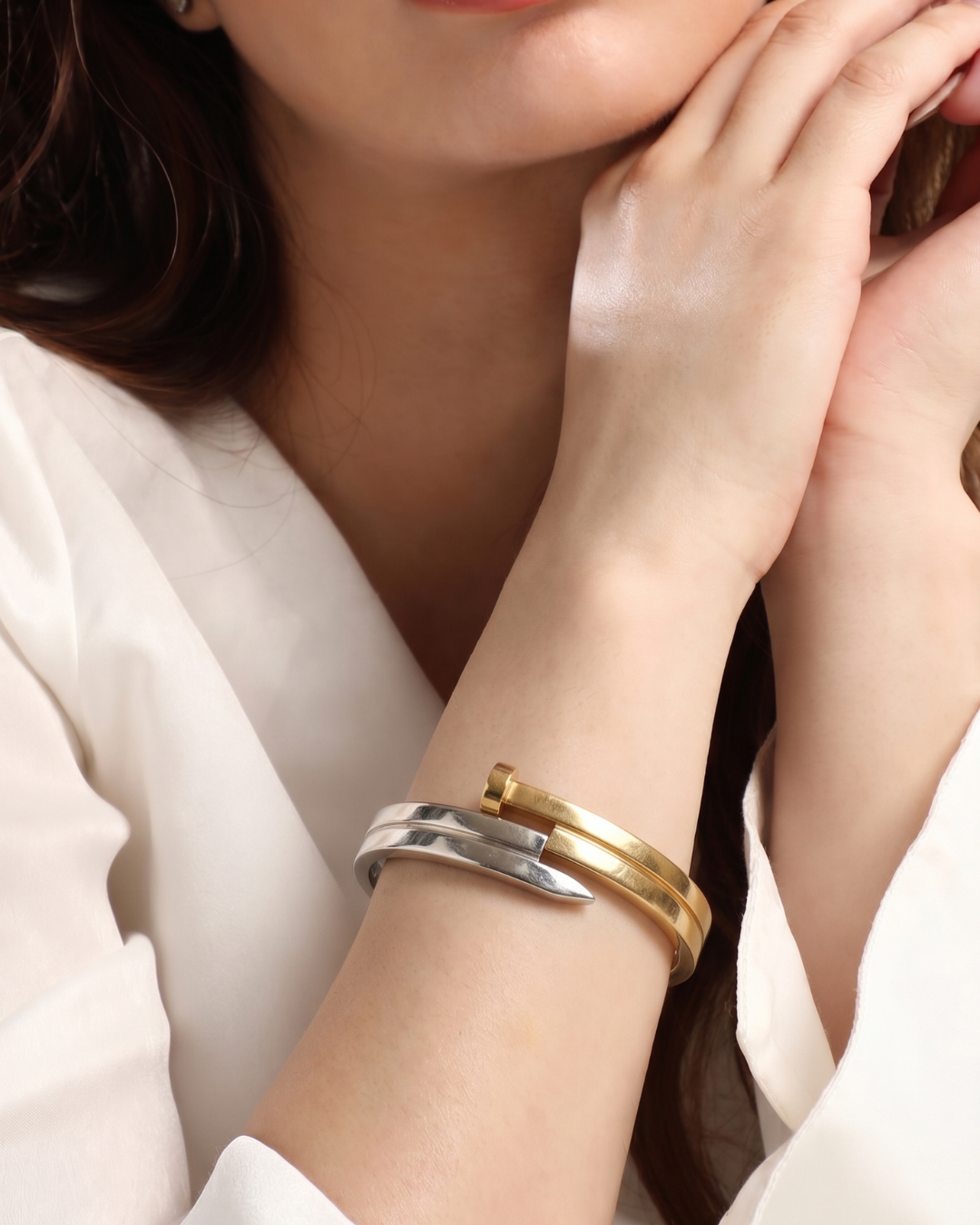 Dual Tone Nail Wrap Bangle