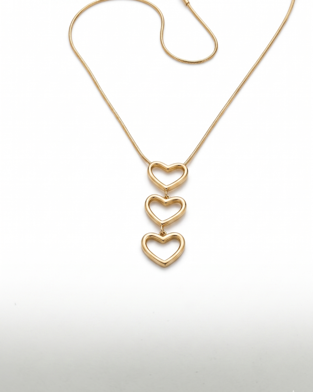 Trio Cascading Heart Pendant Necklace