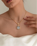 Aura Cushion Grey Stone Pendant Necklace