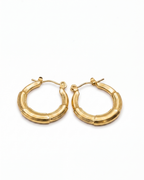 Bamboo Textured Gold Hoops