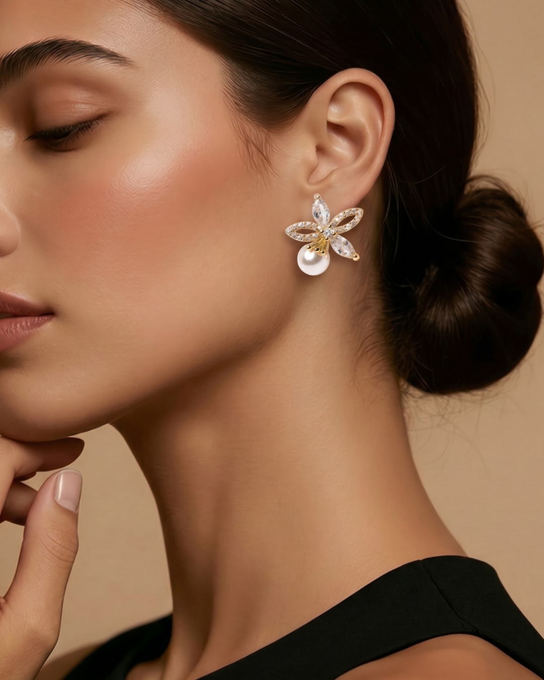 Pearl Blossom Crystal Studs