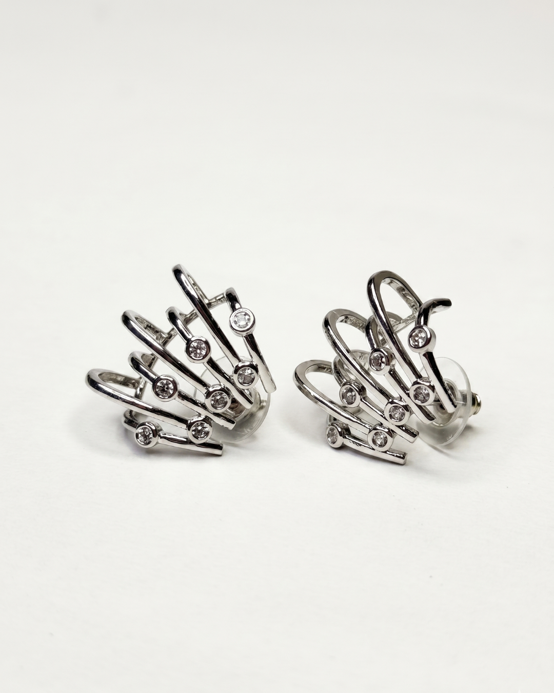 Multi Bar Silver Stud Earrings