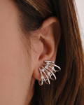 Multi Bar Silver Stud Earrings