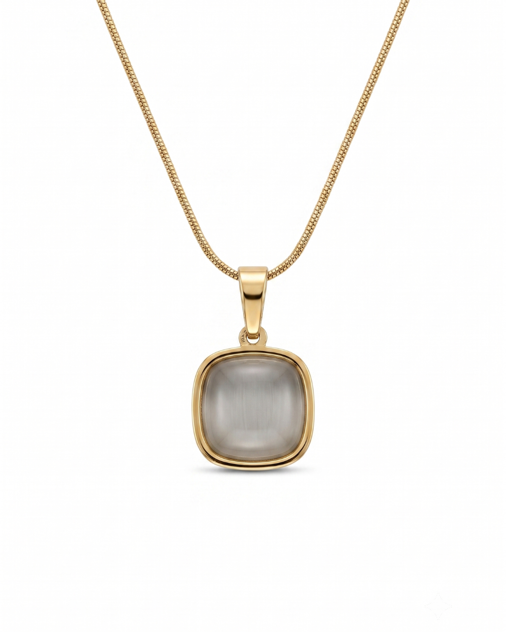Aura Cushion Grey Stone Pendant Necklace