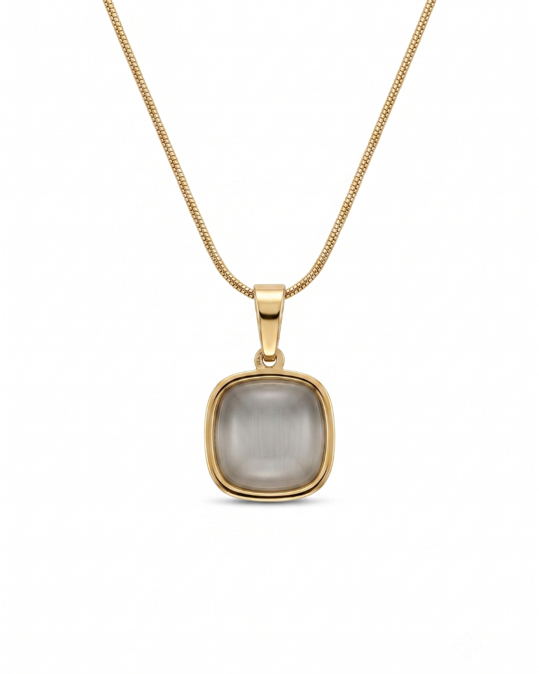 Aura Cushion Grey Stone Pendant Necklace