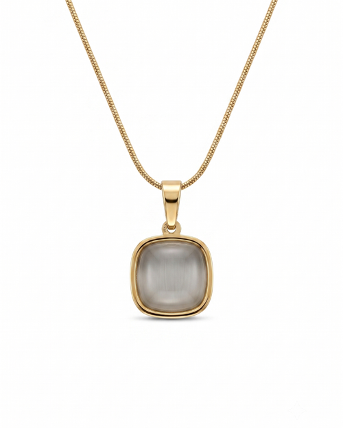 Aura Cushion Grey Stone Pendant Necklace