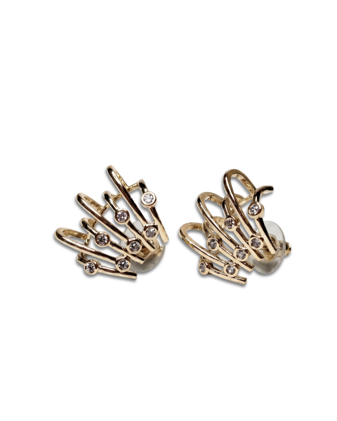 Multi Bar Golden Stud Earrings